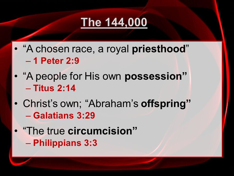 The 144,000 A chosen race, a royal priesthood