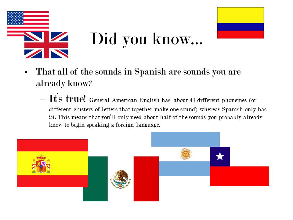 Did you know… That all of the sounds in Spanish are sounds you are already know