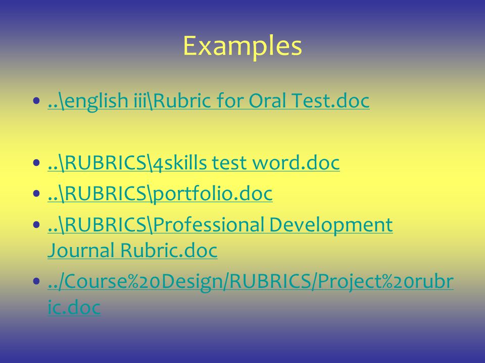 Examples ..\english iii\Rubric for Oral Test.doc