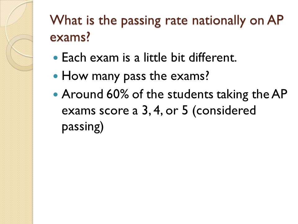 What is the passing rate nationally on AP exams