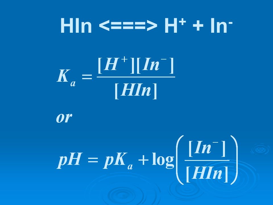 HIn <===> H+ + In-