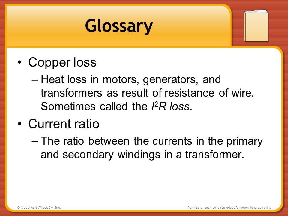 Glossary Copper loss Current ratio