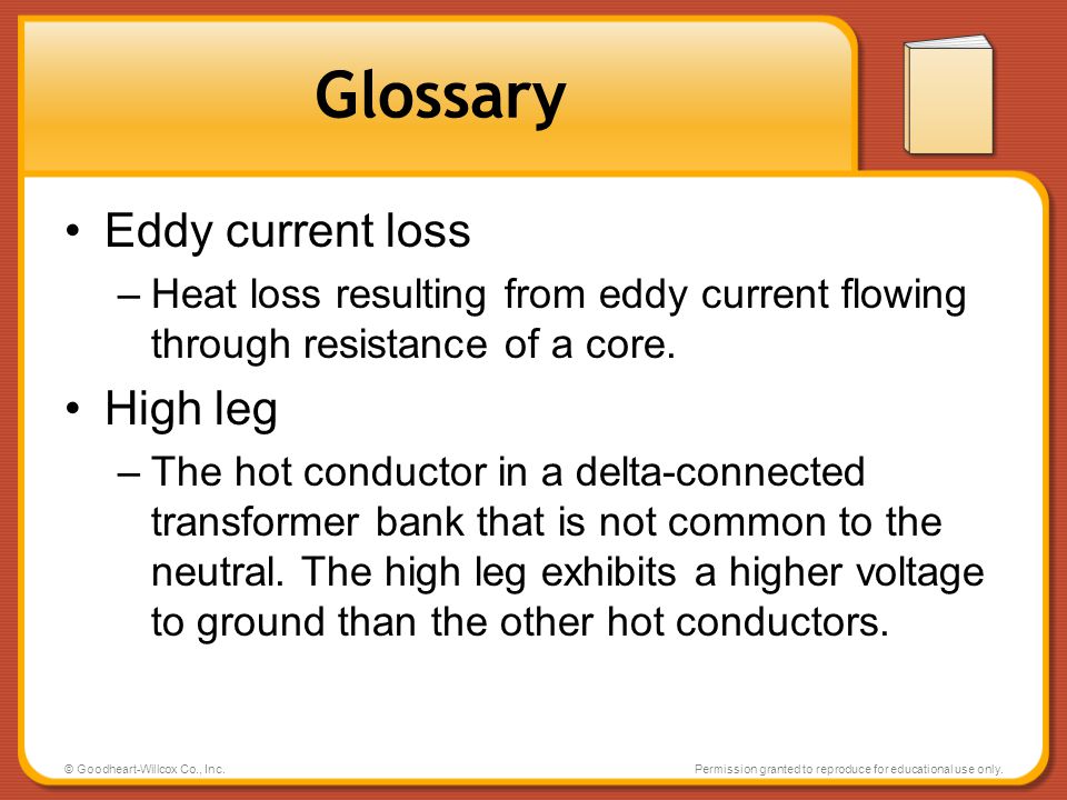 Glossary Eddy current loss High leg