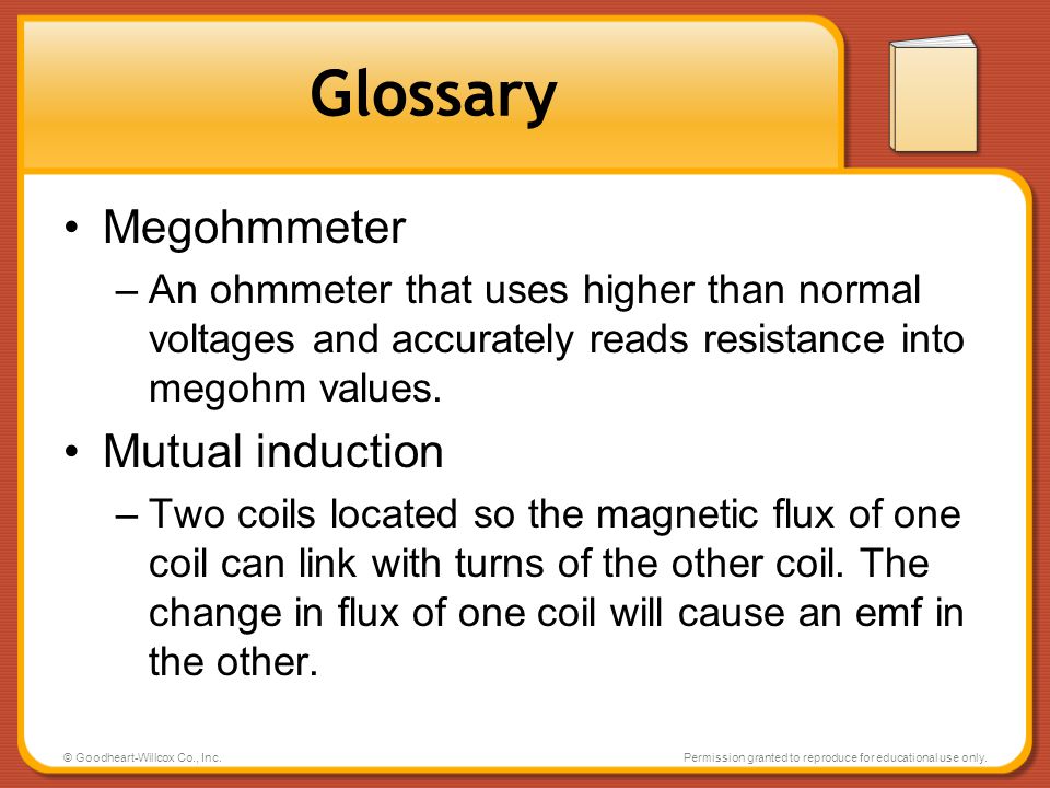 Glossary Megohmmeter Mutual induction
