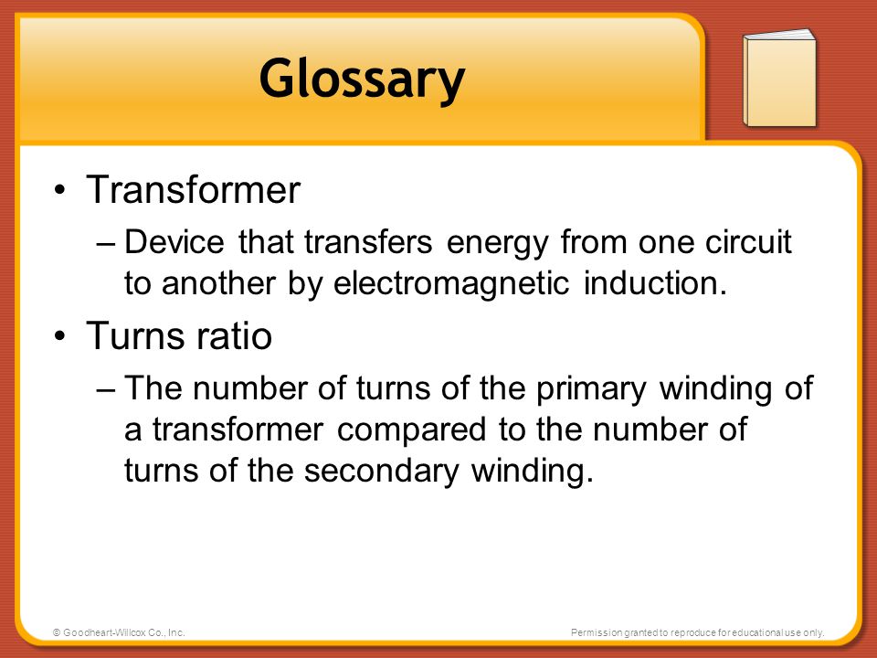 Glossary Transformer Turns ratio