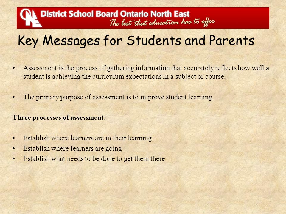 Key Messages for Students and Parents