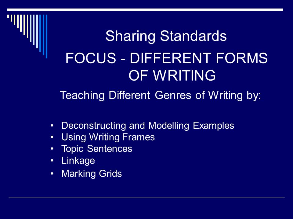 FOCUS - DIFFERENT FORMS OF WRITING