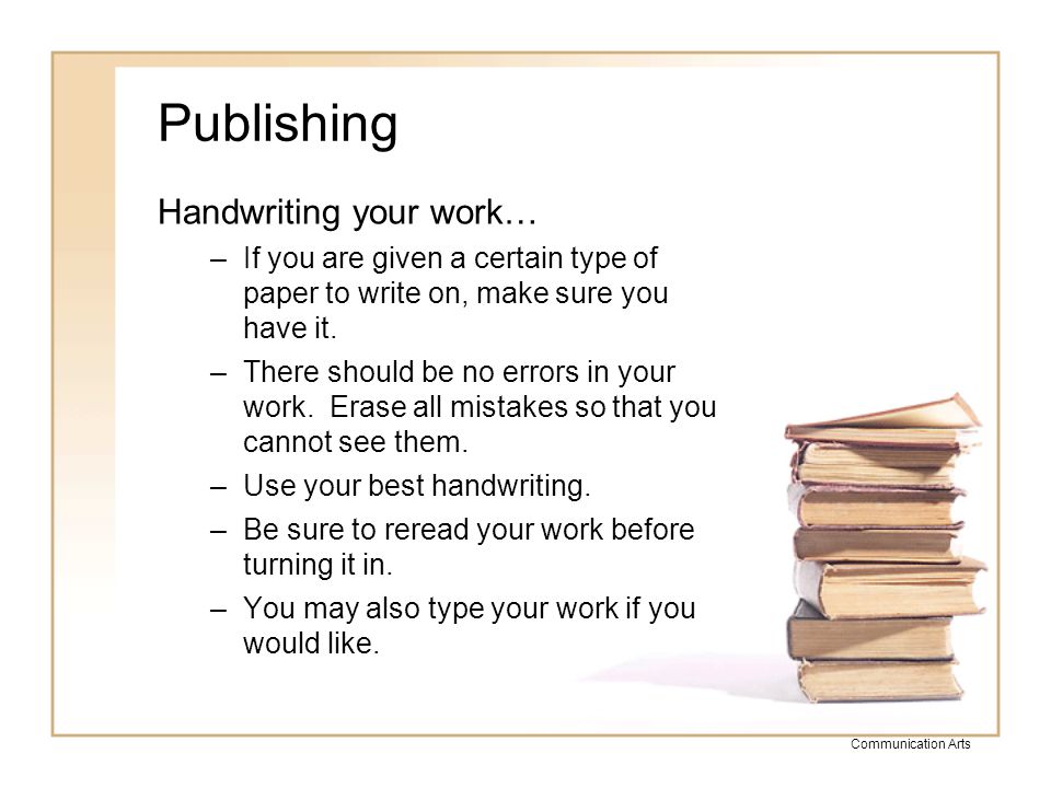 Publishing Handwriting your work…