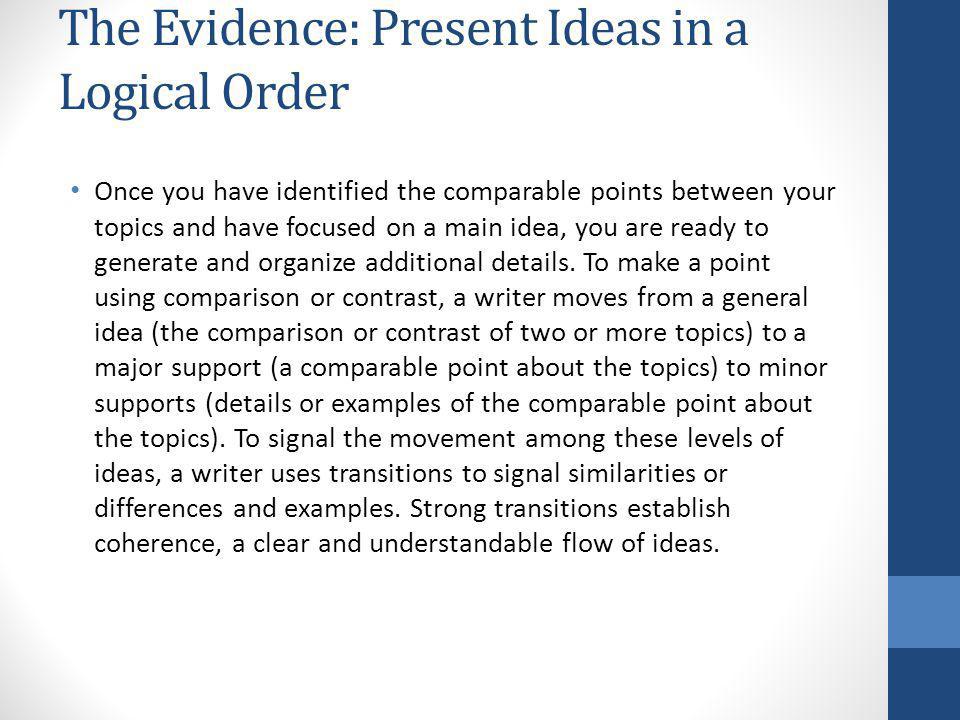 The Evidence: Present Ideas in a Logical Order