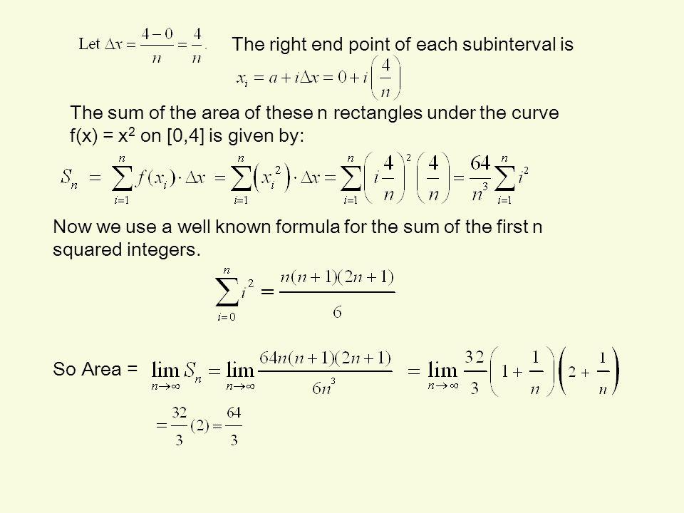 The right end point of each subinterval is