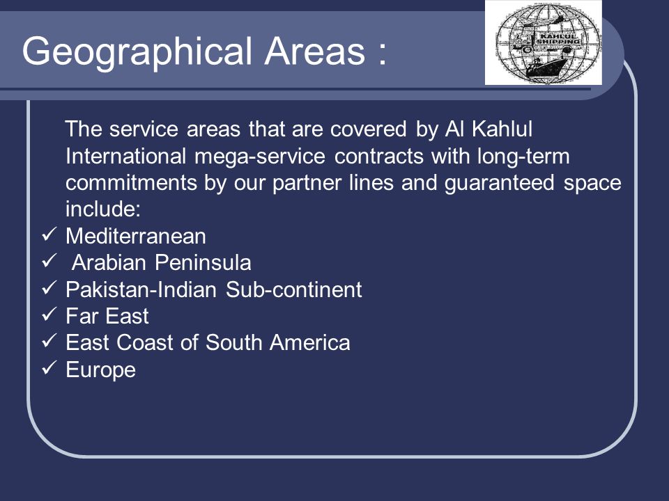 Geographical Areas :