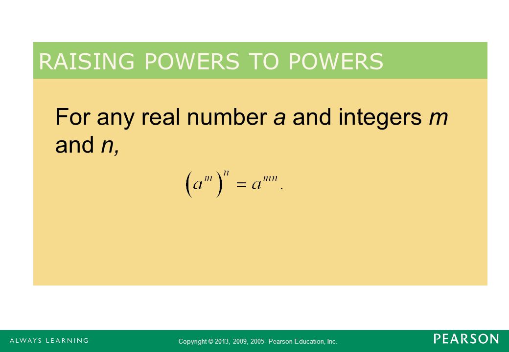 For any real number a and integers m and n,