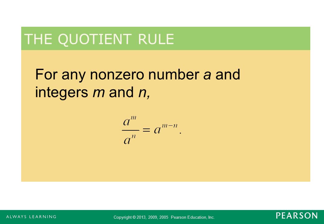 For any nonzero number a and integers m and n,