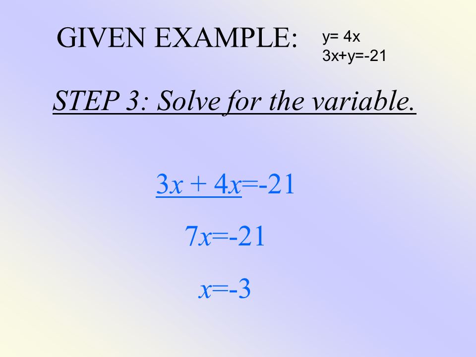 STEP 3: Solve for the variable.