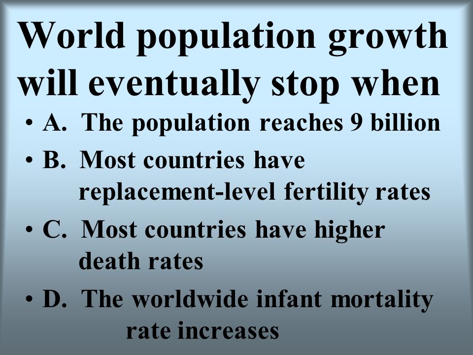 World population growth will eventually stop when