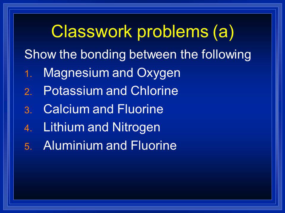 Classwork problems (a)