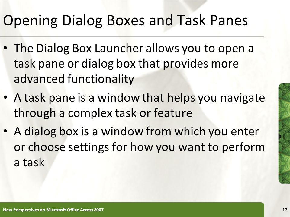 Opening Dialog Boxes and Task Panes