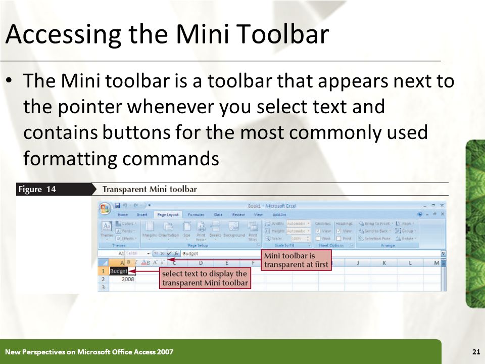Accessing the Mini Toolbar