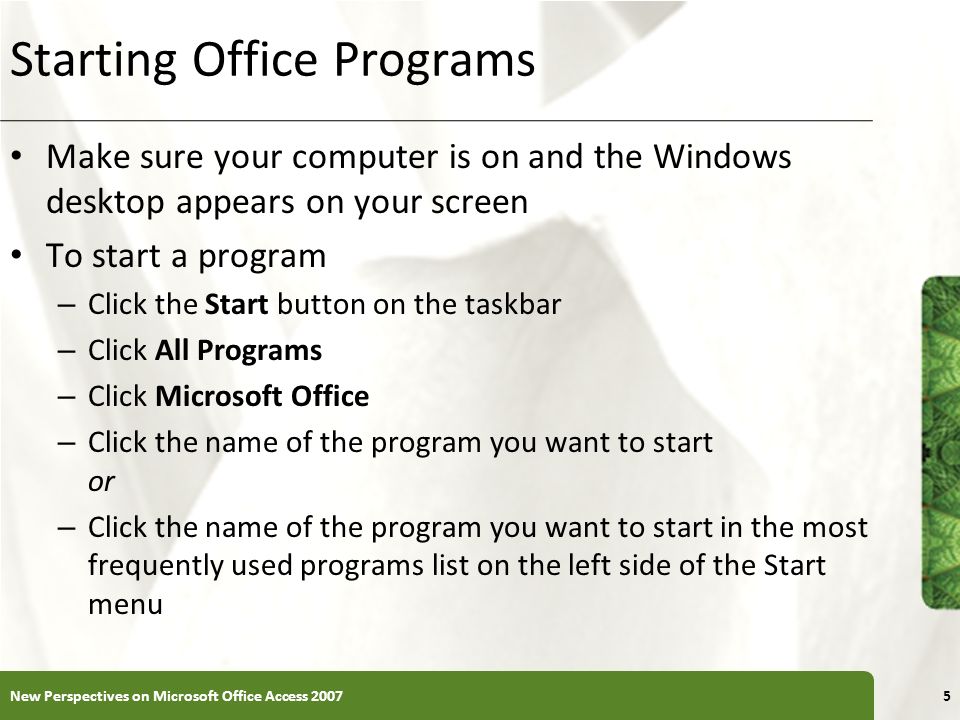 Starting Office Programs