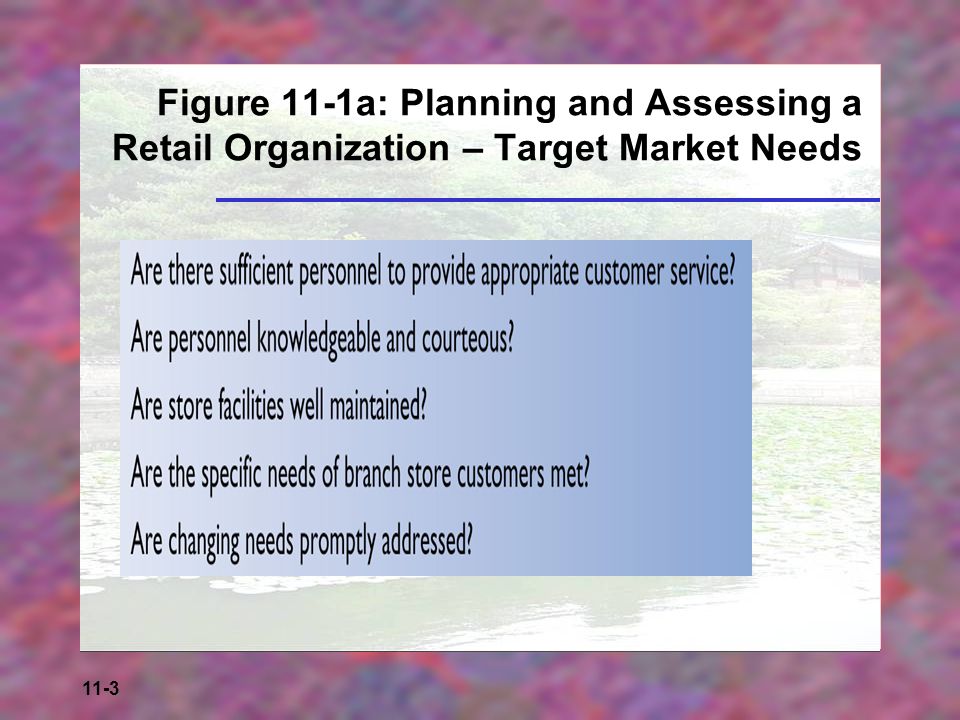 Figure 11-1a: Planning and Assessing a Retail Organization – Target Market Needs