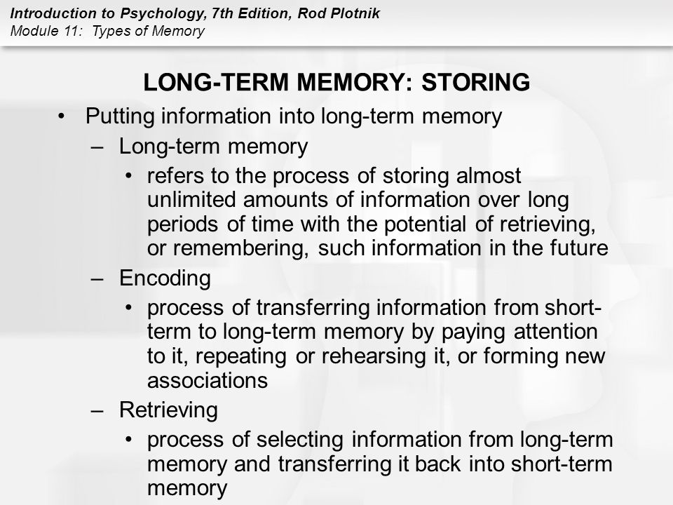LONG-TERM MEMORY: STORING