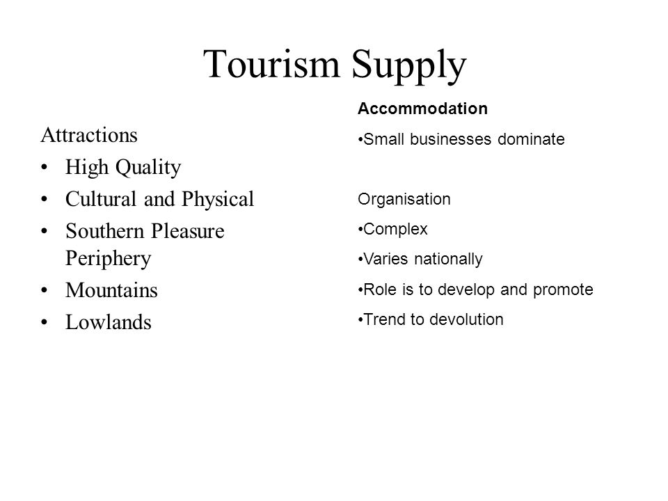 Tourism Supply Attractions High Quality Cultural and Physical