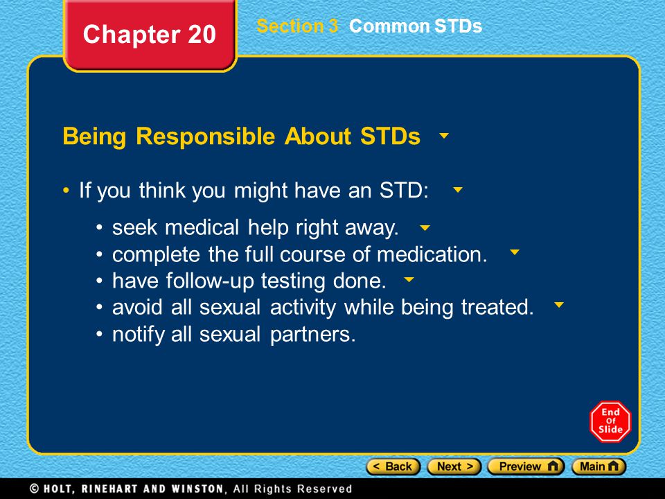 Chapter 20 Being Responsible About STDs