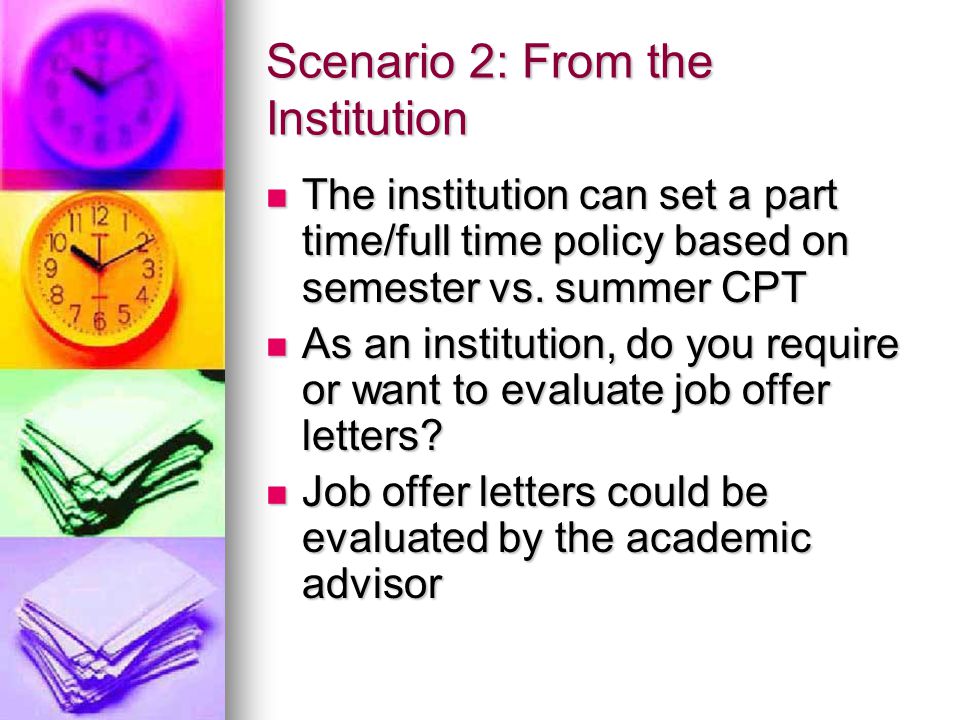 Scenario 2: From the Institution