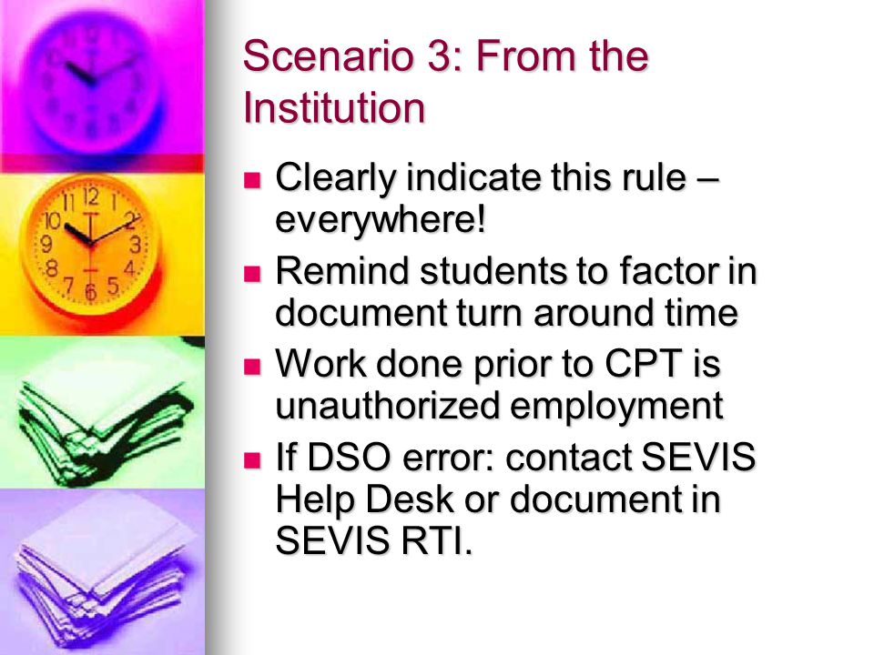 Scenario 3: From the Institution