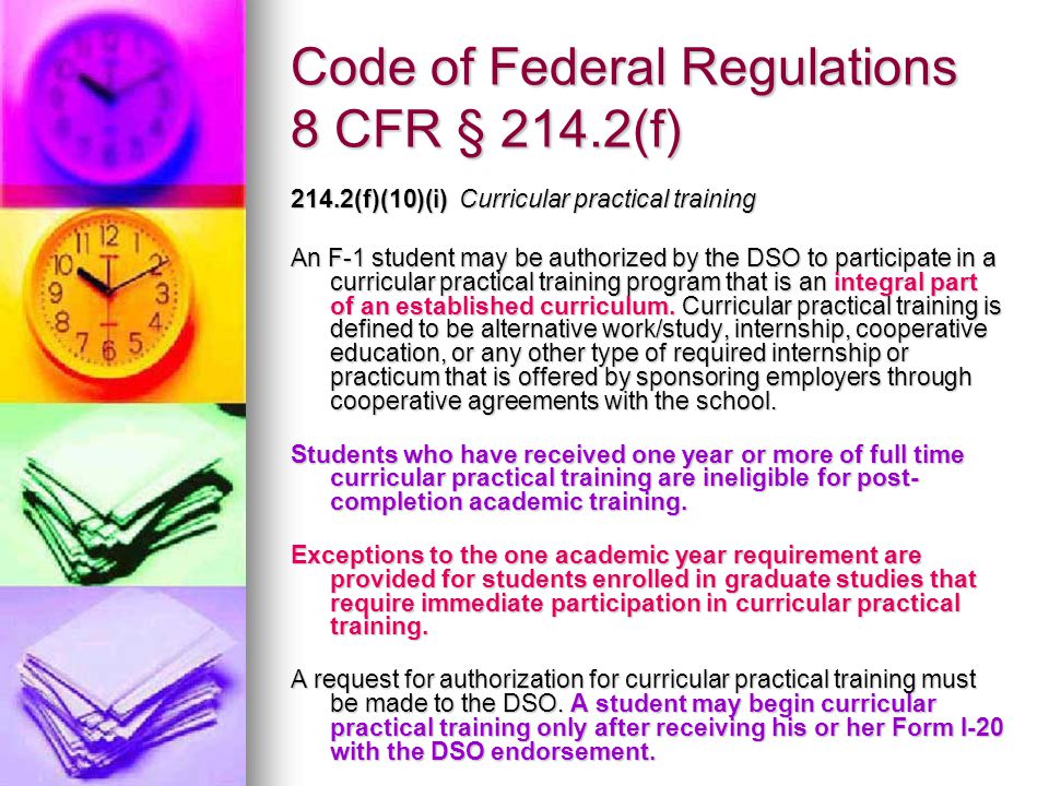 Code of Federal Regulations 8 CFR § 214.2(f)