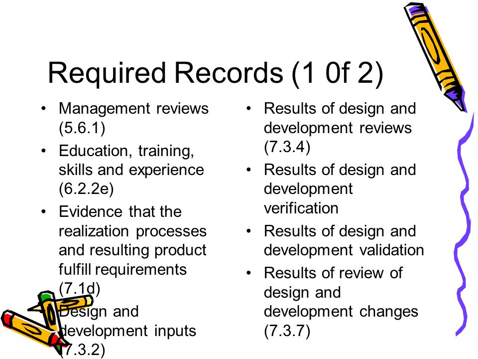 Required Records (1 0f 2) Management reviews (5.6.1)