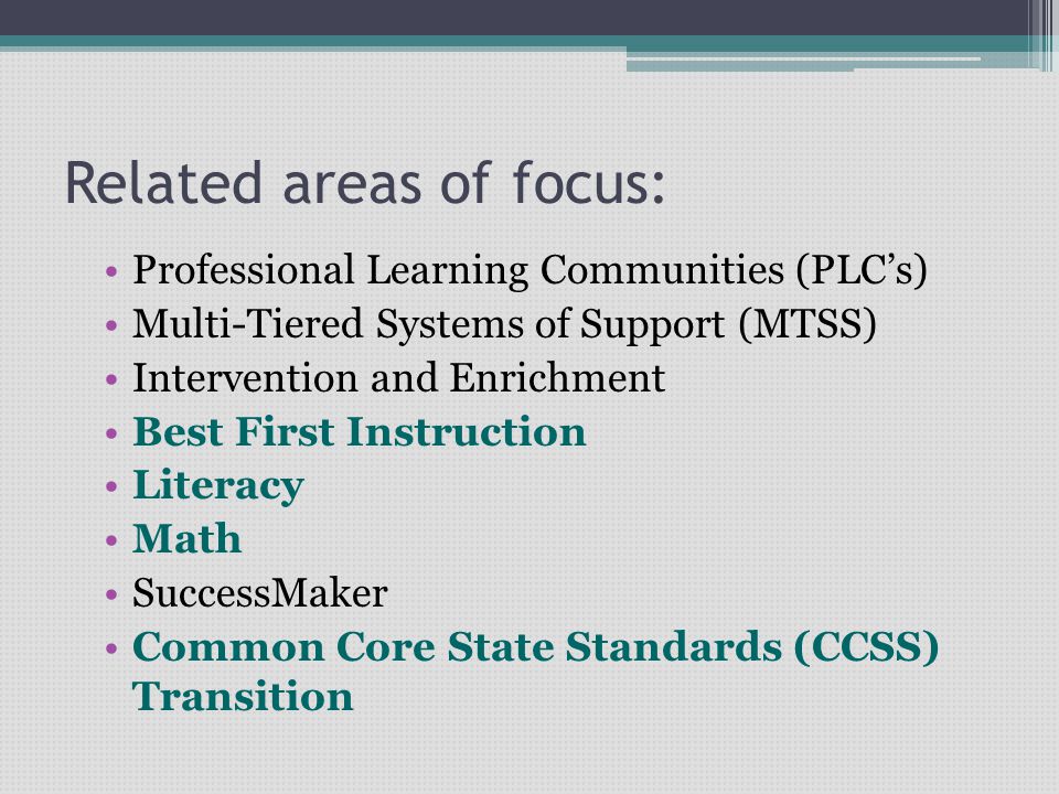 Related areas of focus: