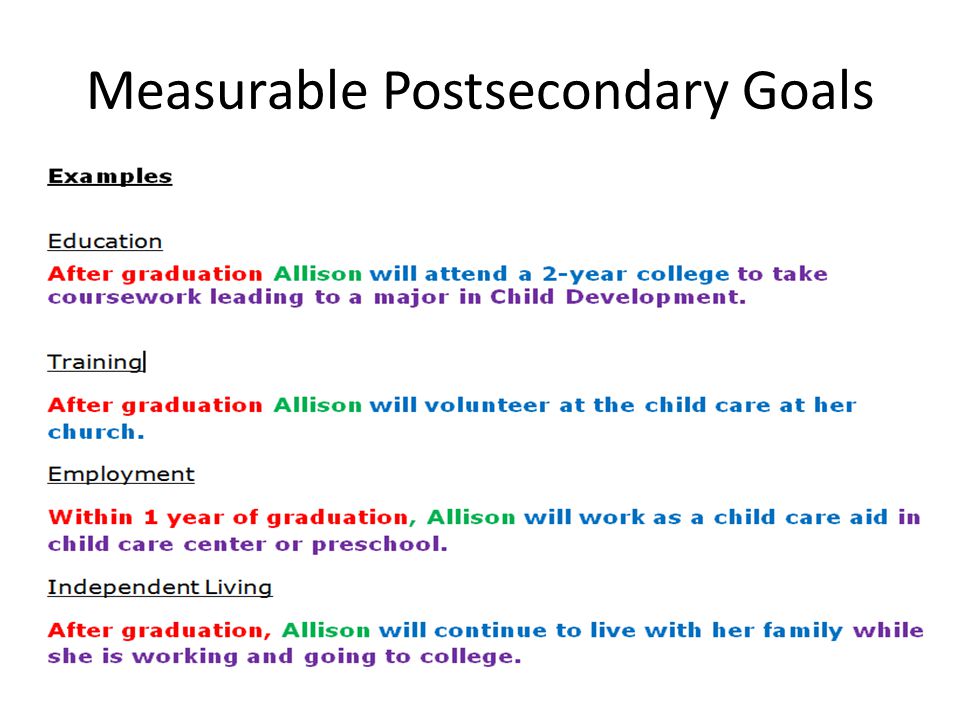 Measurable Postsecondary Goals