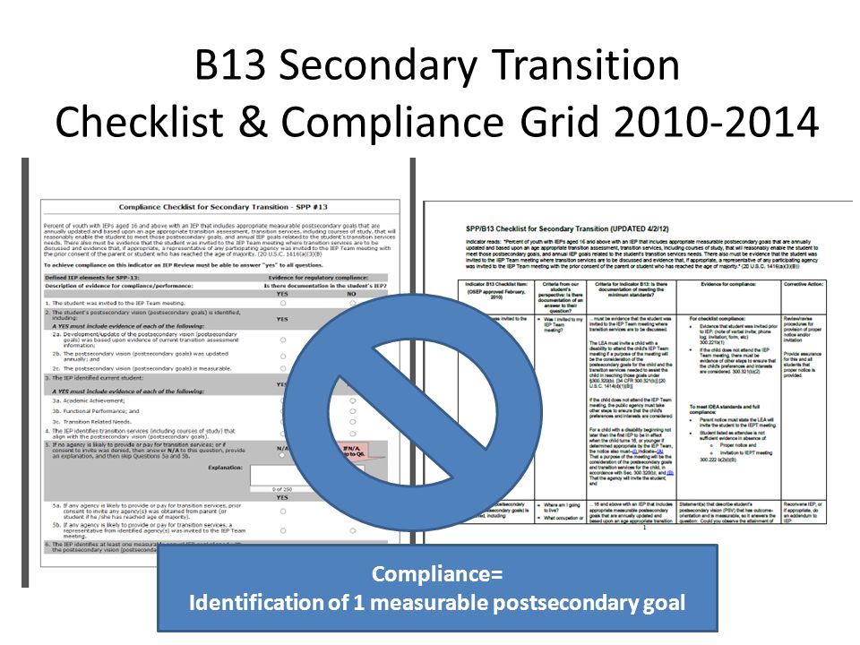 B13 Secondary Transition Checklist & Compliance Grid