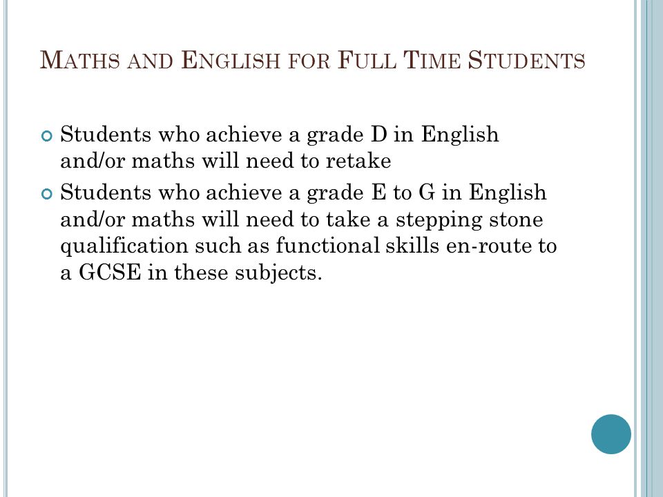 Maths and English for Full Time Students