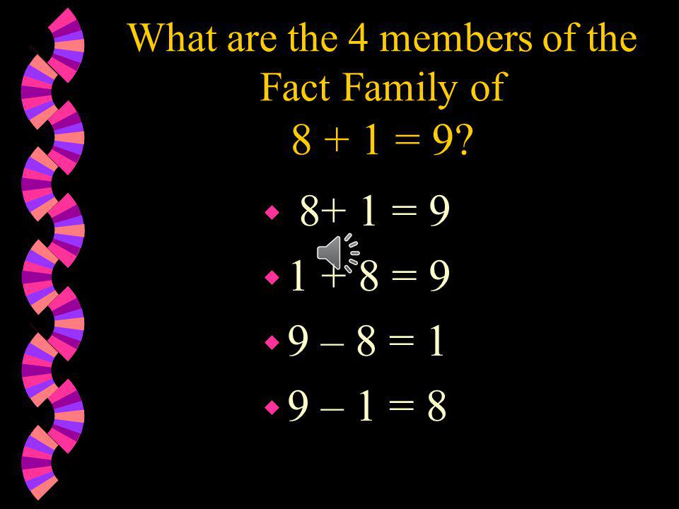 What are the 4 members of the Fact Family of = 9