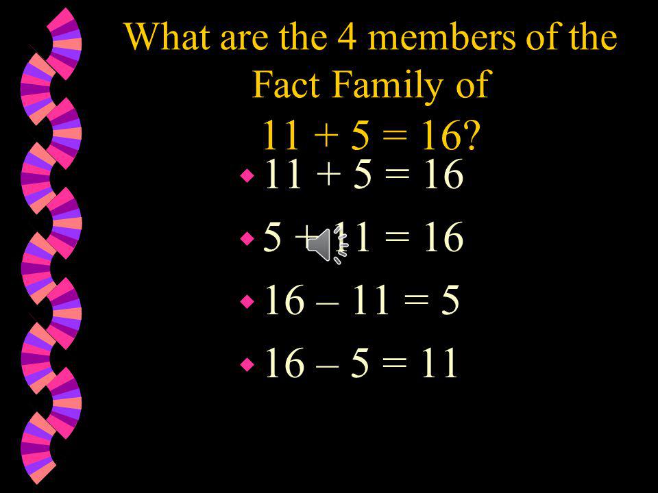 What are the 4 members of the Fact Family of = 16