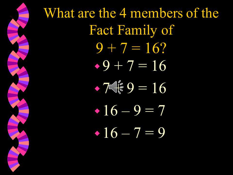 What are the 4 members of the Fact Family of = 16
