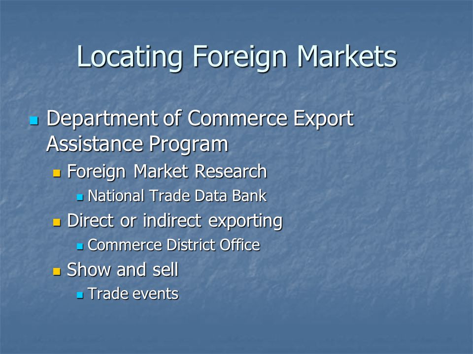Locating Foreign Markets