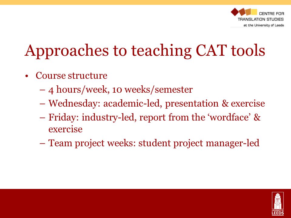 Approaches to teaching CAT tools