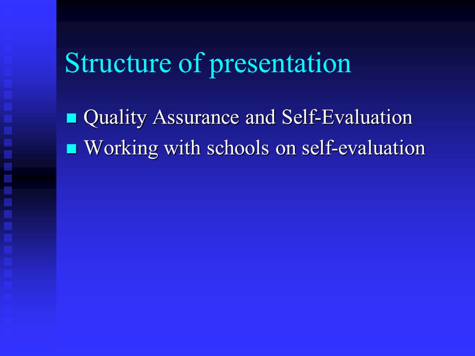 Structure of presentation