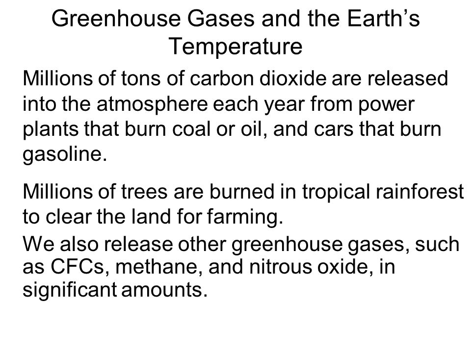 Greenhouse Gases and the Earth’s Temperature