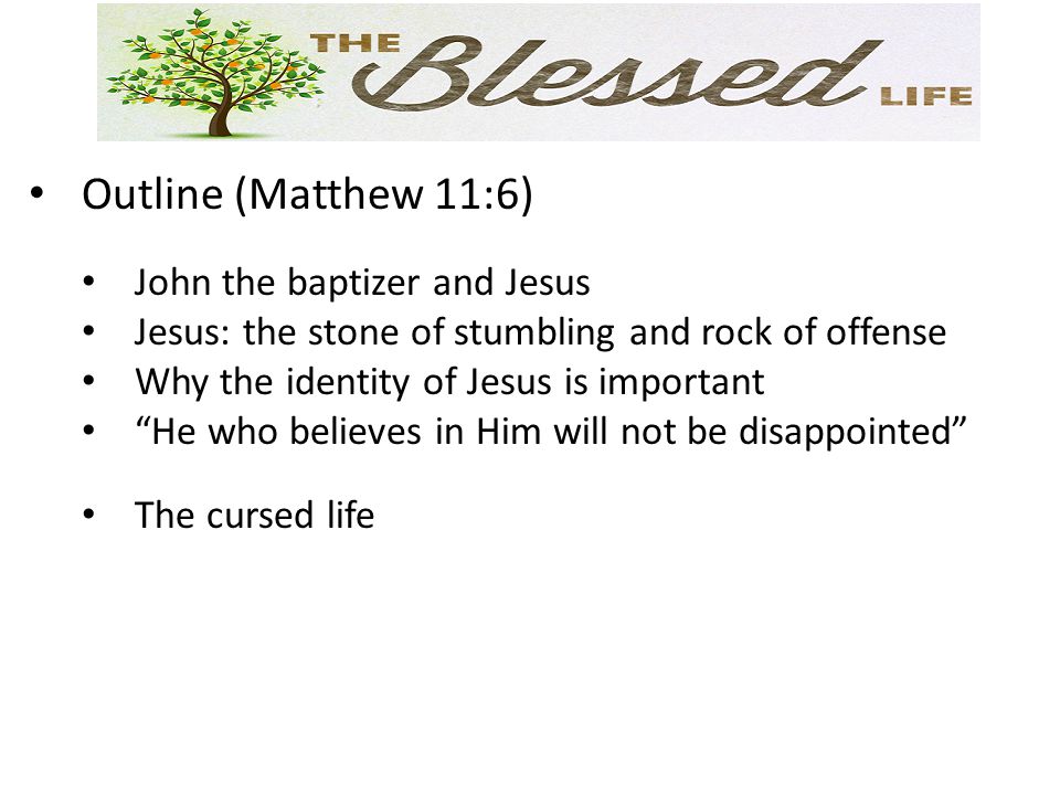 Outline (Matthew 11:6) John the baptizer and Jesus