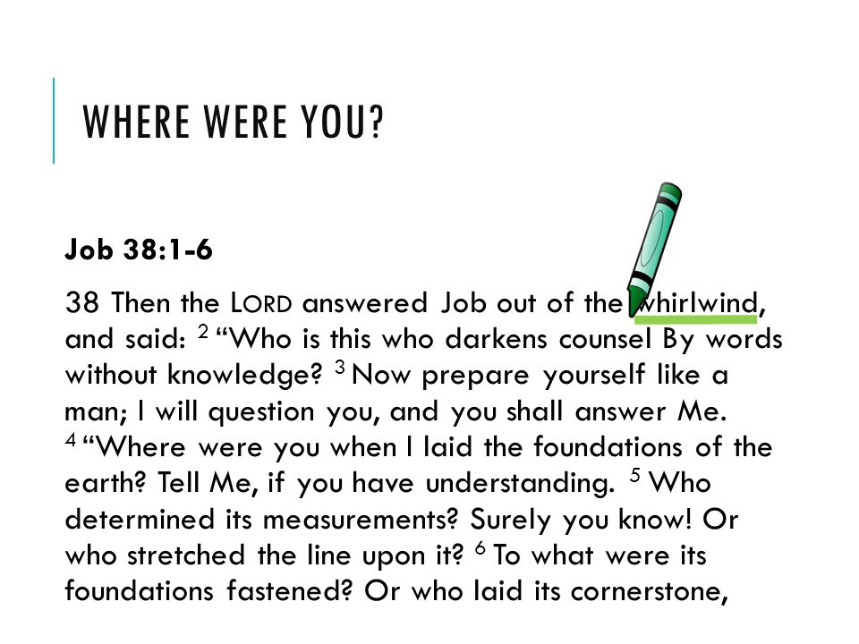 Where were you Job 38:1-6.