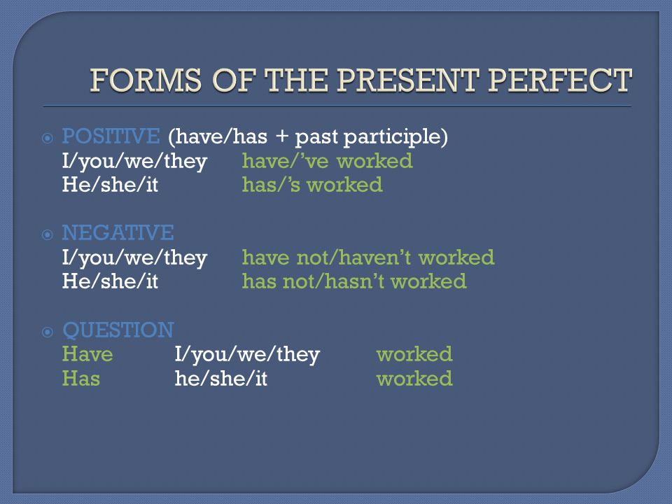 FORMS OF THE PRESENT PERFECT