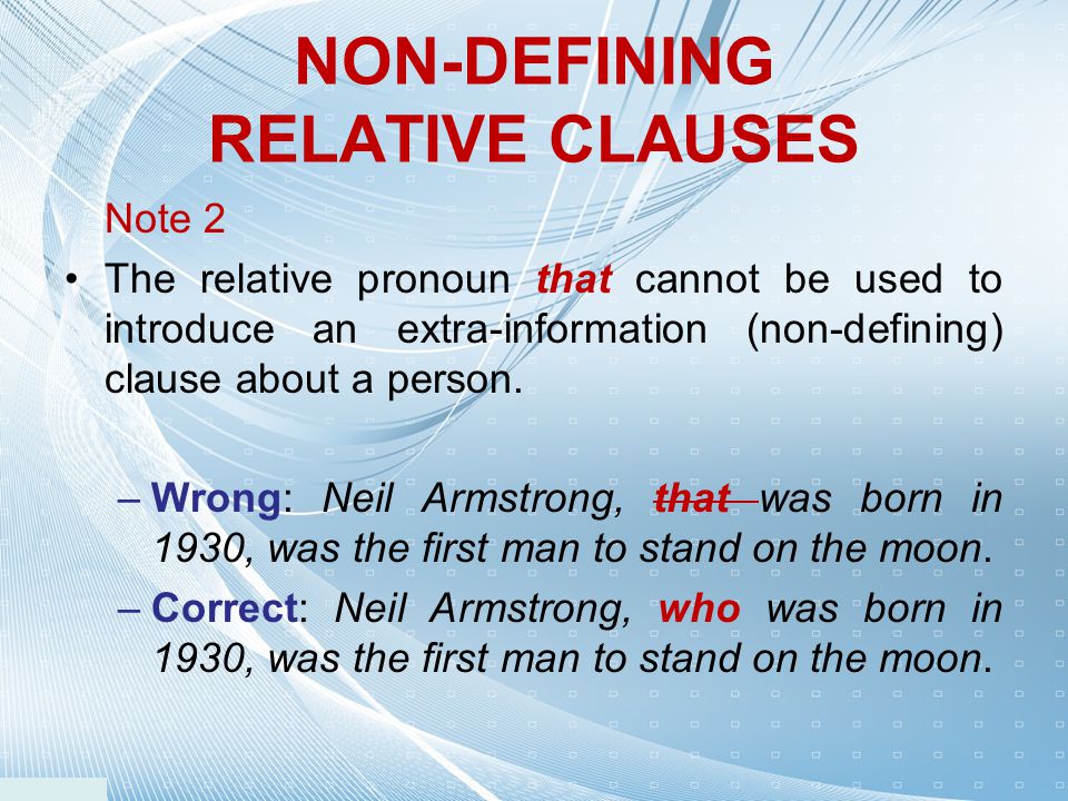 NON-DEFINING RELATIVE CLAUSES
