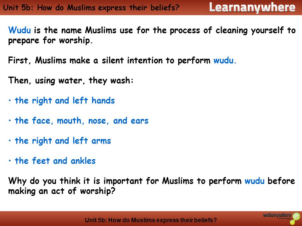 Unit 5b: How do Muslims express their beliefs