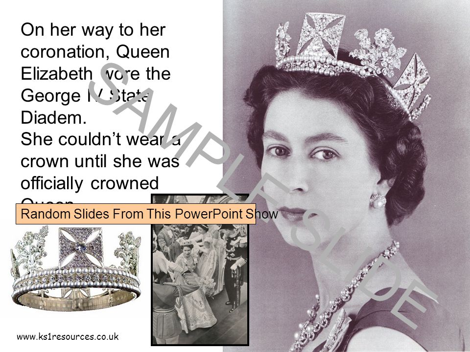 On her way to her coronation, Queen Elizabeth wore the George IV State Diadem.