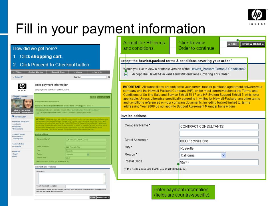 Fill in your payment information