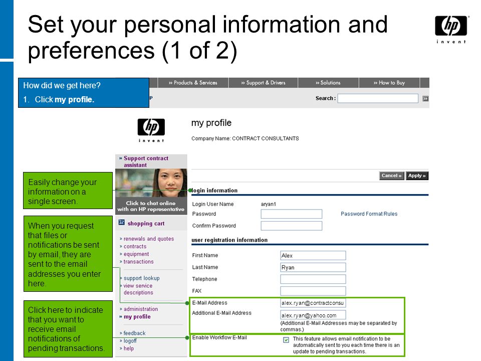 Set your personal information and preferences (1 of 2)